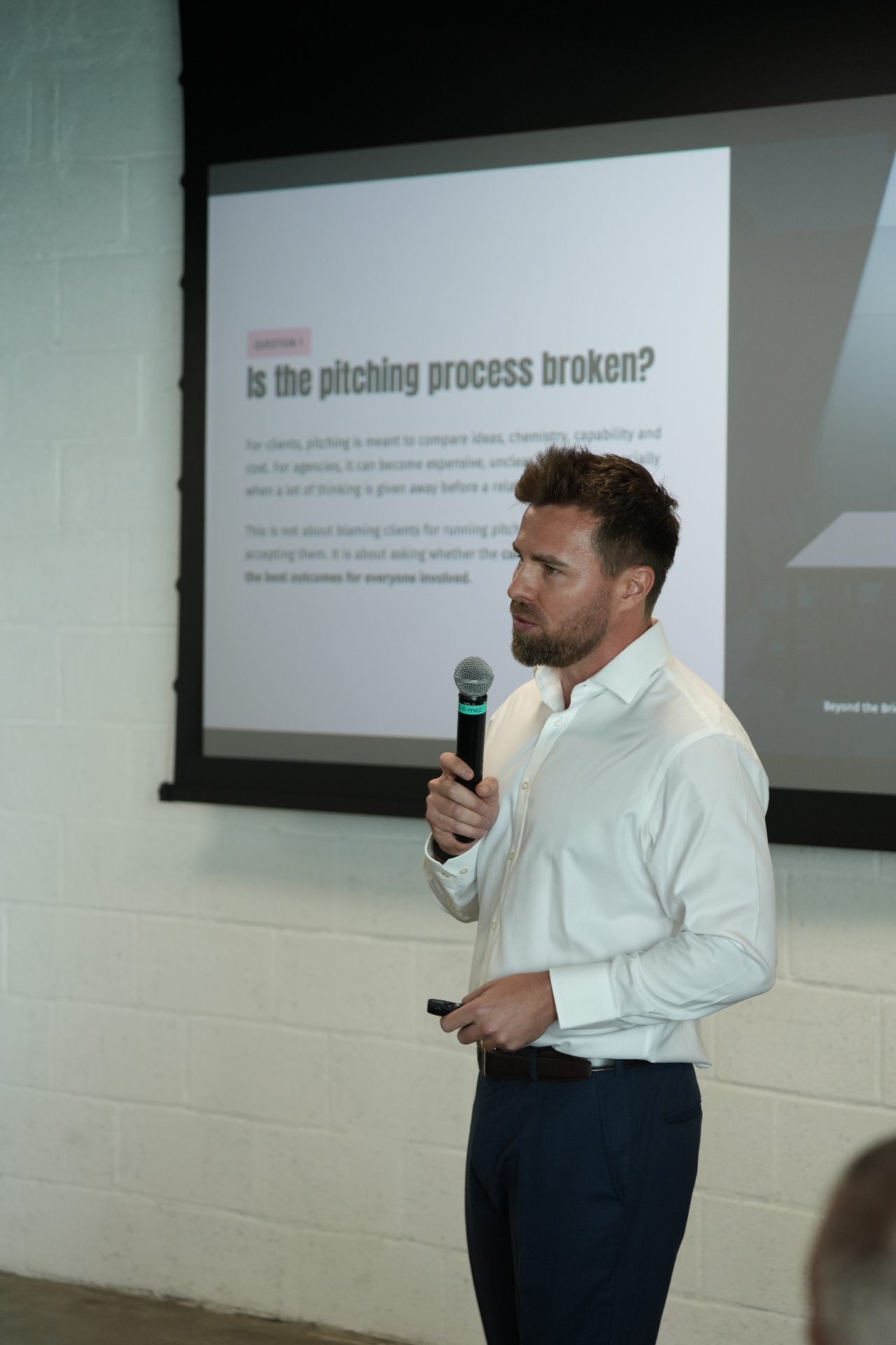 Speaker addressing the room: Is the pitching process broken?